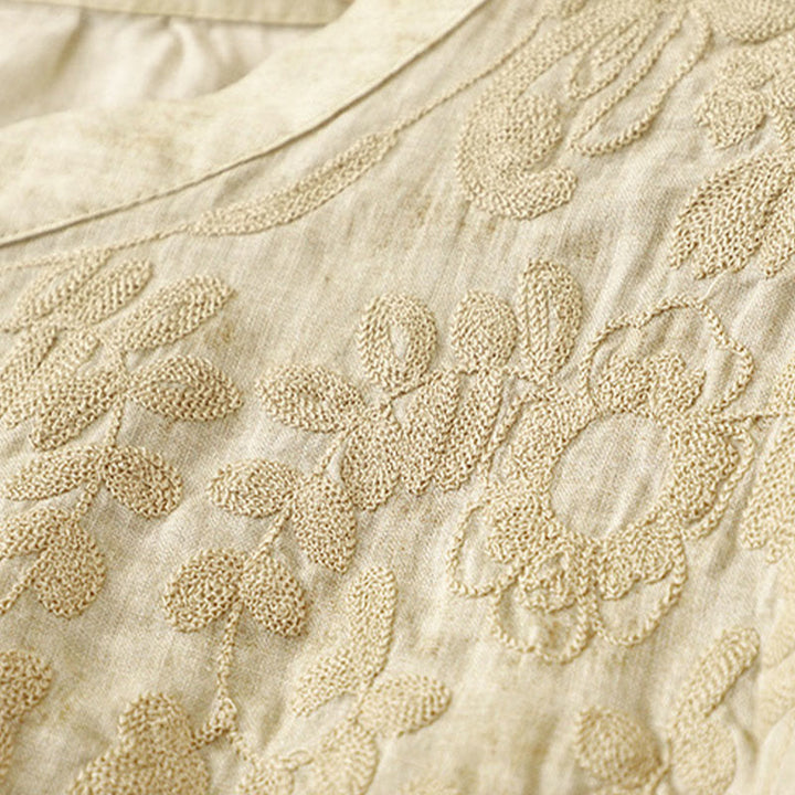 Vestido midi de acrílico con mangas tres cuartos y cuello alto bordado informal de verano con Buddha Stones - image 11