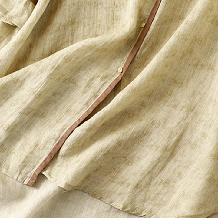 Vestido midi casual de verano con cuello alto y mangas tres cuartos, diseño de Buddha Stones y bordados. - image 14