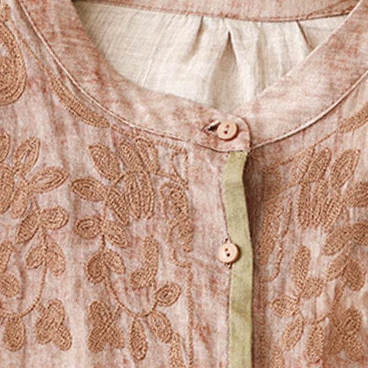 Vestido midi de acrílico con mangas tres cuartos y cuello alto bordado informal de verano con Buddha Stones - image 20