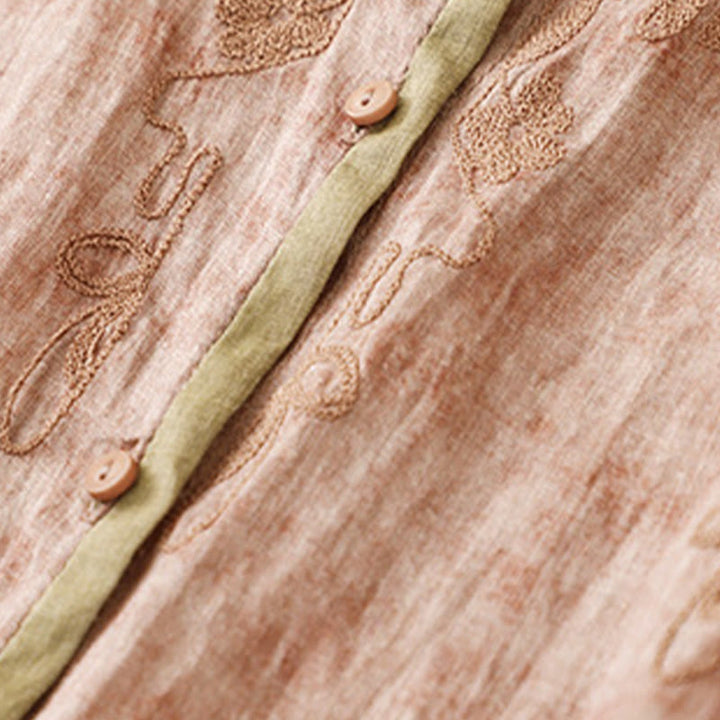 Vestido midi de acrílico con mangas tres cuartos y cuello alto bordado informal de verano con Buddha Stones - image 21