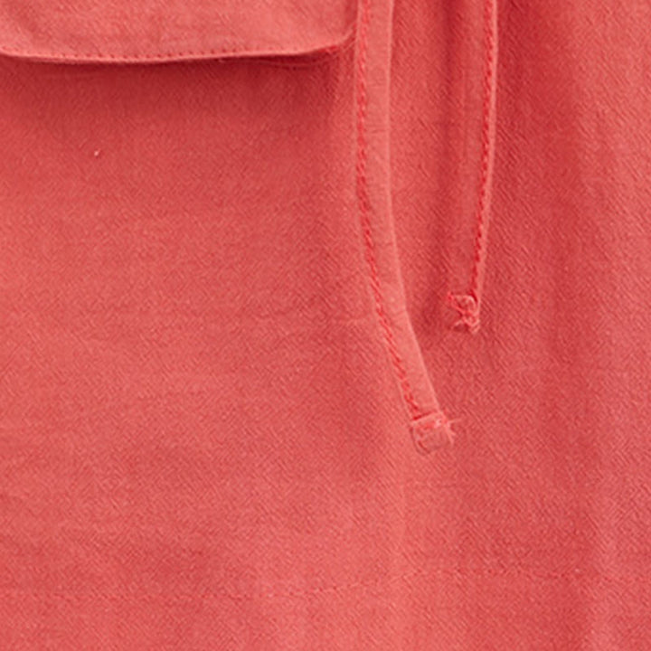 Vestido midi informal de verano con cuello redondo, manga corta, de lino y algodón, con cordones y bolsillos , de Buddha Stones - image 13