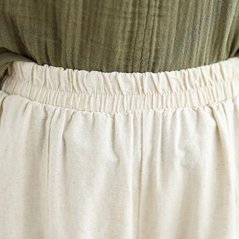 Pantalones cortos de mujer de algodón con estampado de Buddha Stones, encaje liso y pernera ancha, con bolsillos. - image 6
