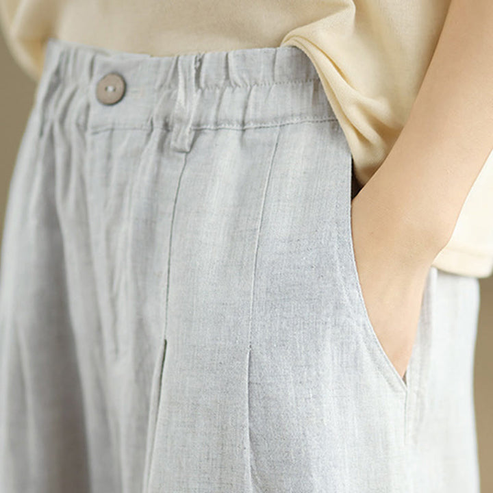 Pantalones harén de lino y algodón con bolsillos para mujer, de cintura alta, informales, de verano, de color liso, con Buddha Stones - image 6