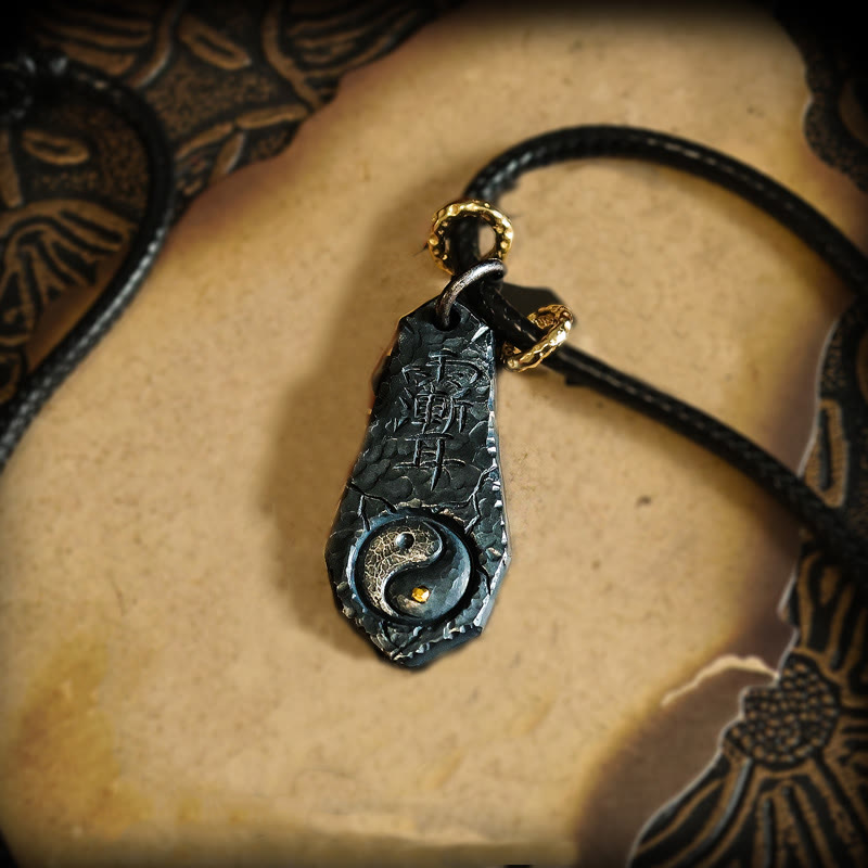 Collar con colgante de armonía con diseño de Yin Yang y Osa Mayor en plata de ley 999 y oro de 24 quilates con Buddha Stones - image 2