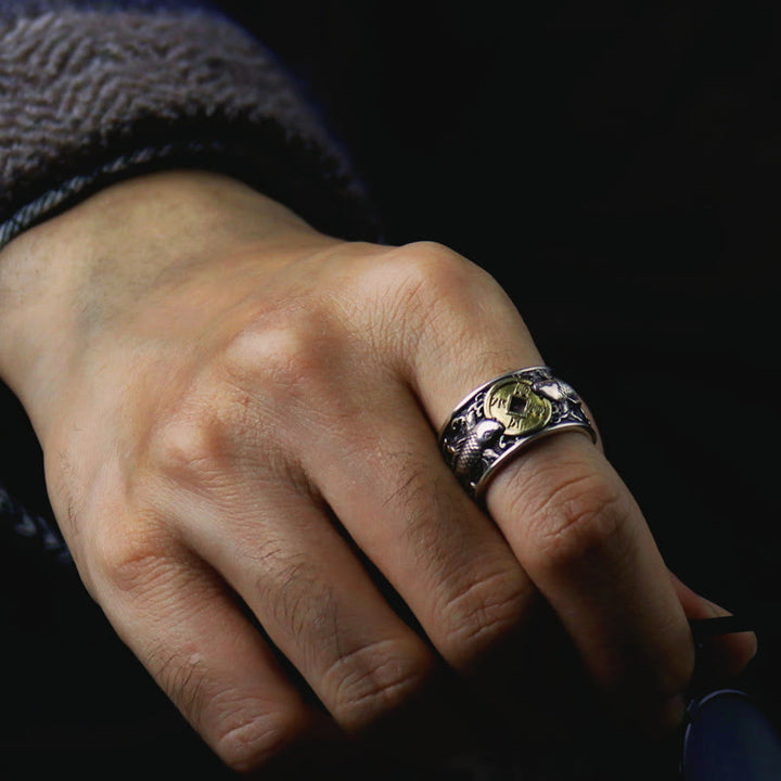 Buddha Stones de plata de ley 925 con diseño de pez koi de la suerte, con apertura ajustable y monedas de cobre, nubes auspiciosas. - image 4