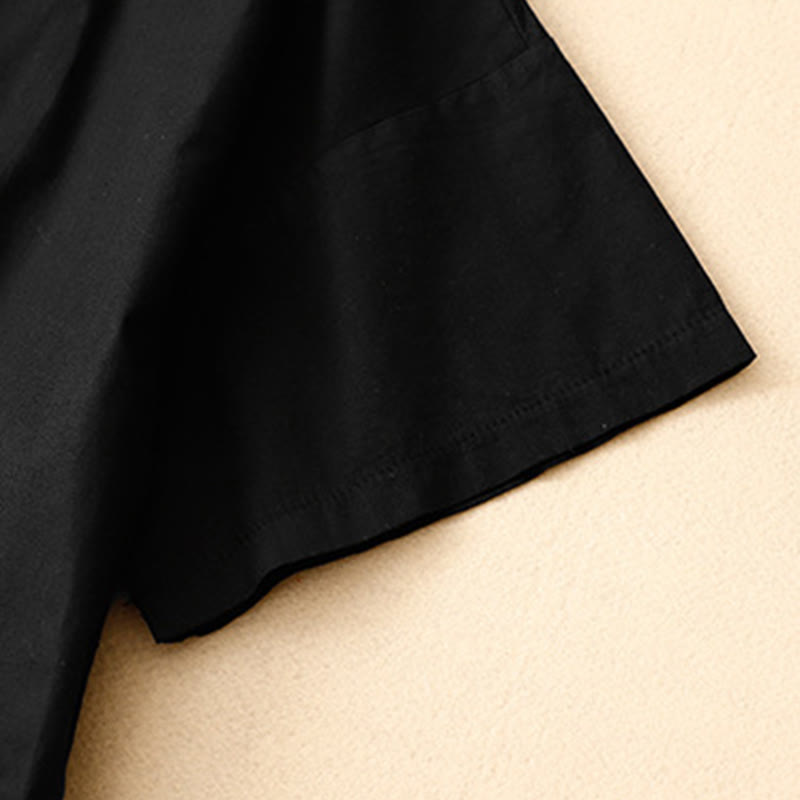 Vestido midi de verano con cuello redondo, manga corta y bolsillos, de Buddha Stones - image 10