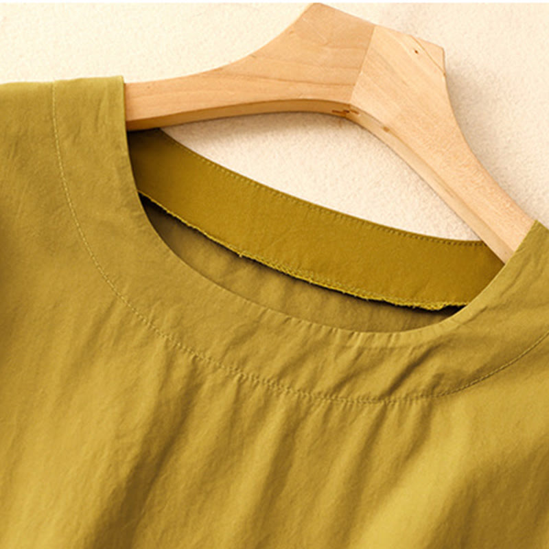 Vestido midi de verano con cuello redondo, manga corta y bolsillos, de Buddha Stones - image 17