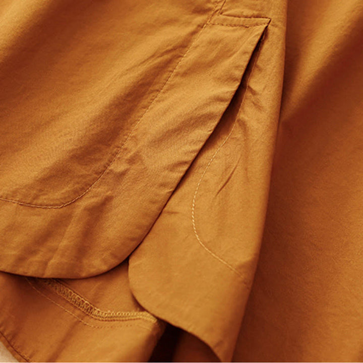 Vestido midi de verano con cuello redondo, manga corta y bolsillos, de Buddha Stones - image 5