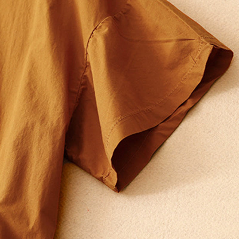 Vestido midi de verano con cuello redondo, manga corta y bolsillos, de Buddha Stones - image 2