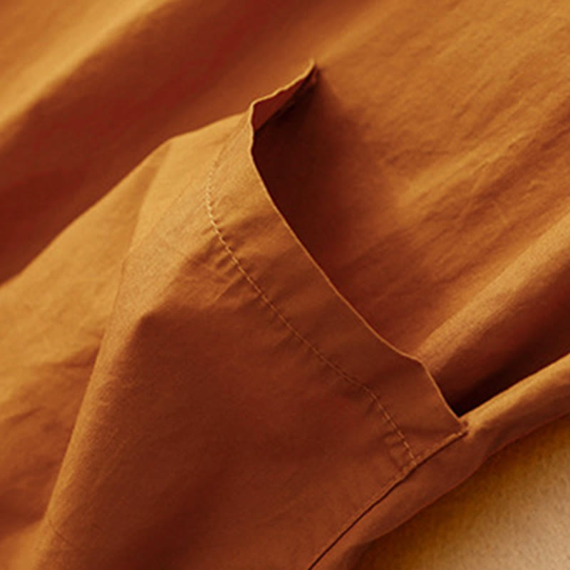 Vestido midi de verano con cuello redondo, manga corta y bolsillos, de Buddha Stones - image 3