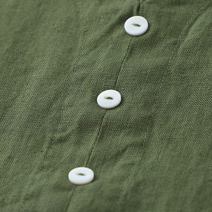 Vestido midi sin mangas de color liso con cuello en V y botones sencillos , de Buddha Stones Daily Casual. - image 13