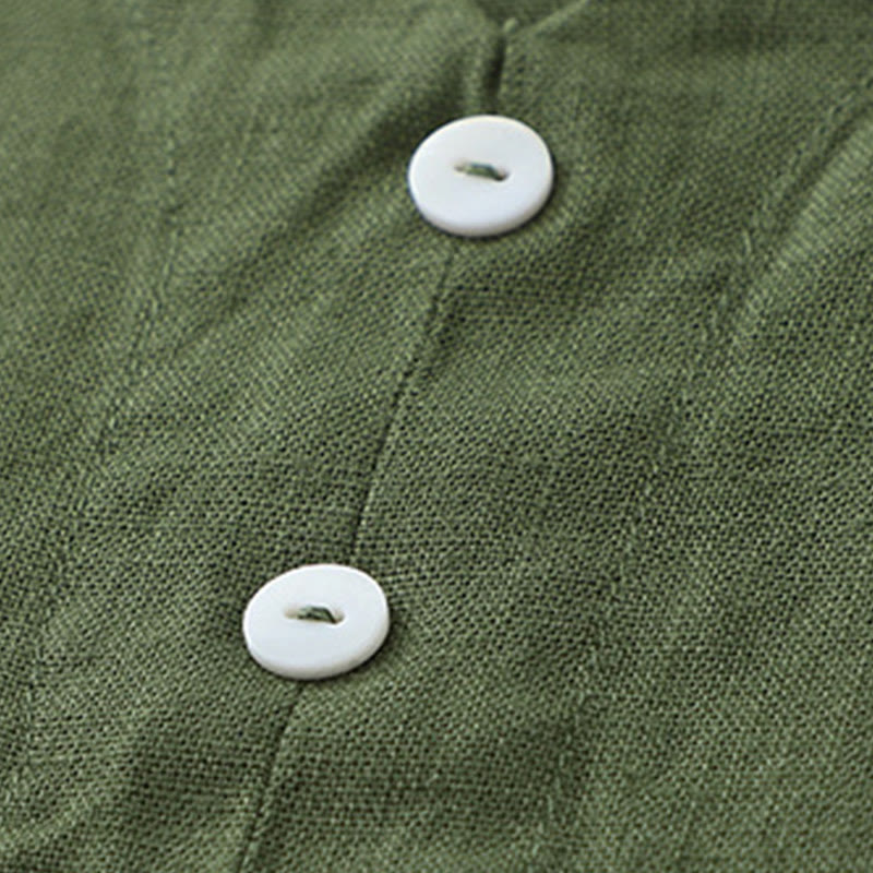 Vestido midi sin mangas con botones sencillos, cuello en V, informal, de uso diario, de Buddha Stones - image 14