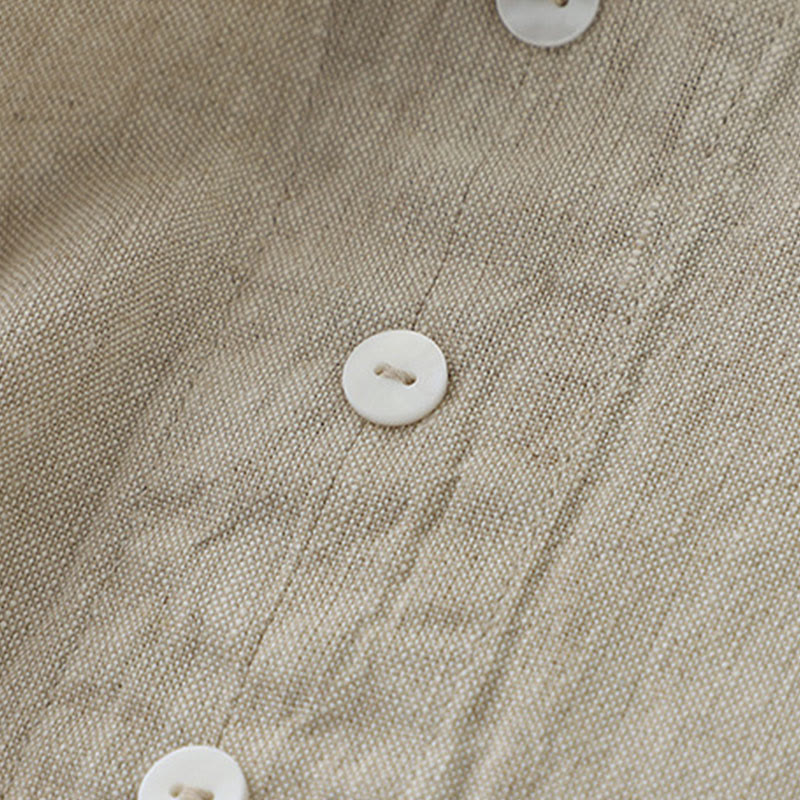 Vestido midi sin mangas de color liso con cuello en V y botones sencillos , de Buddha Stones Daily Casual. - image 5