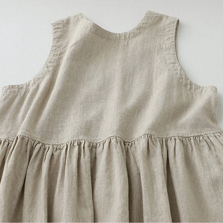Vestido midi sin mangas de color liso con cuello en V y botones sencillos , de Buddha Stones Daily Casual. - image 3