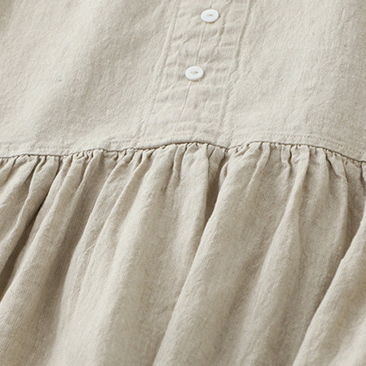 Vestido midi sin mangas con botones sencillos, cuello en V, informal, de uso diario, de Buddha Stones