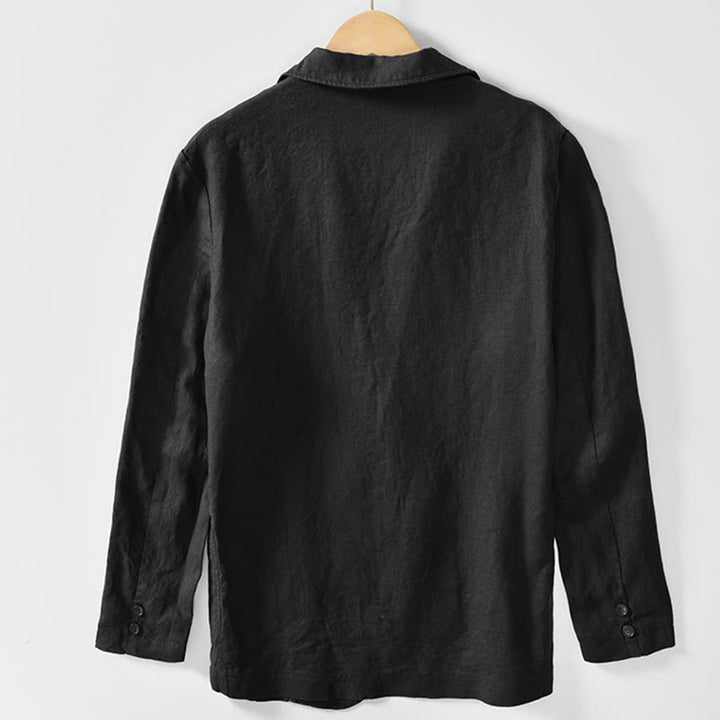 Camisa de lino y algodón para hombre con diseño de Buddha Stones, manga larga, botones y bolsillos - image 16