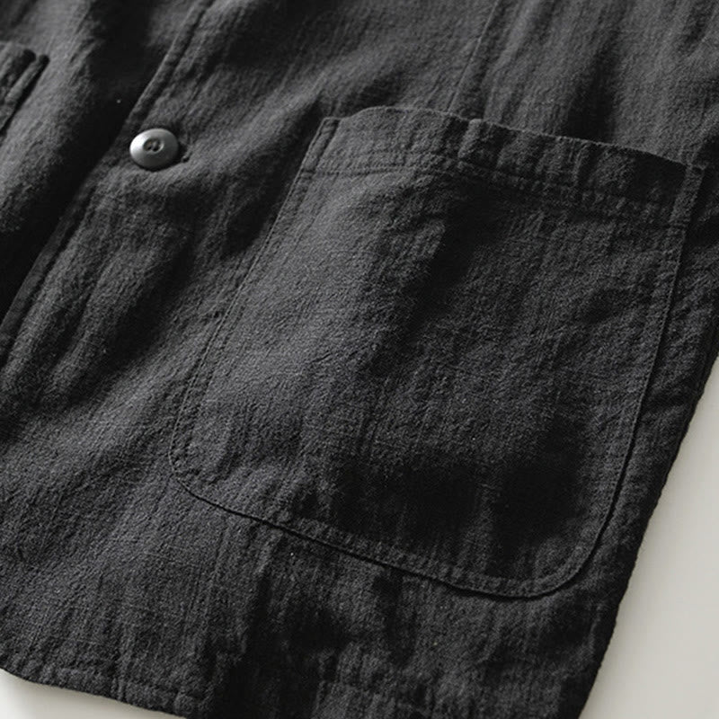 Camisa de lino y algodón para hombre con diseño de Buddha Stones, manga larga, botones y bolsillos - image 18