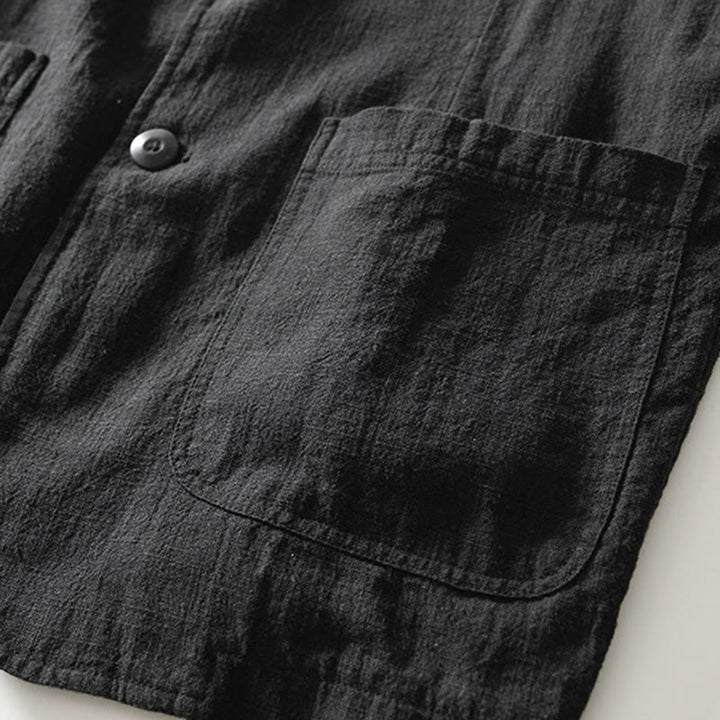 Camisa de lino y algodón para hombre con diseño de Buddha Stones, manga larga, botones y bolsillos - image 18