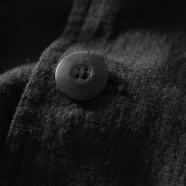 Camisa de lino y algodón para hombre con diseño de Buddha Stones, manga larga, botones y bolsillos - image 19