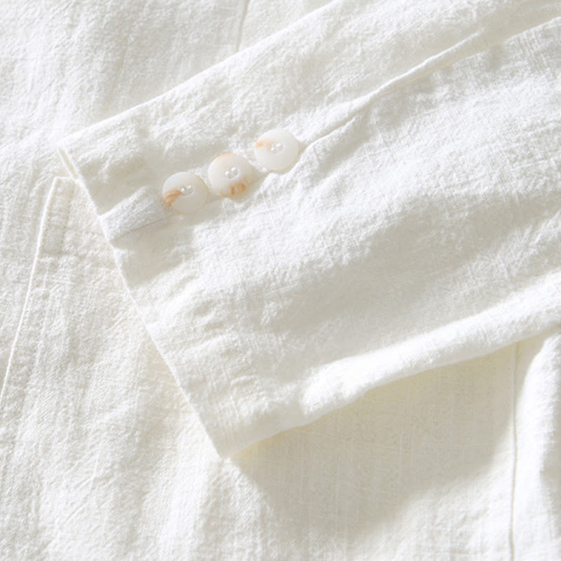 Camisa de lino y algodón para hombre con diseño de Buddha Stones, manga larga, botones y bolsillos - image 8