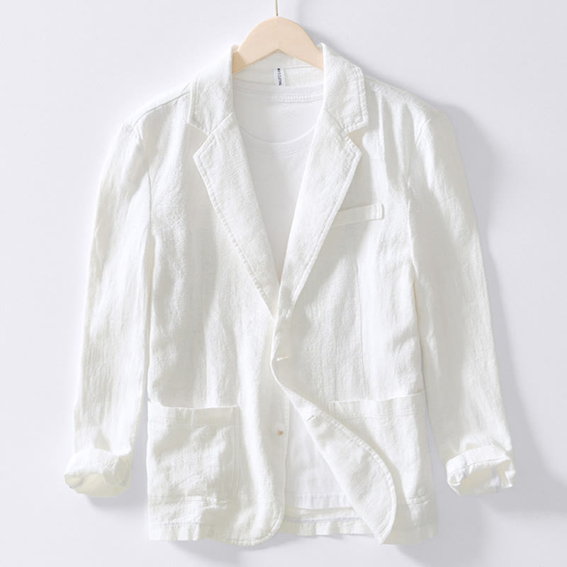 Camisa de lino y algodón para hombre con diseño de Buddha Stones, manga larga, botones y bolsillos - Blanco - US/UK/AU44, EU54 (4XL) - image 5