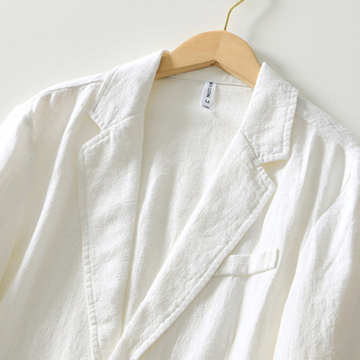 Camisa de lino y algodón para hombre con diseño de Buddha Stones, manga larga, botones y bolsillos - image 6