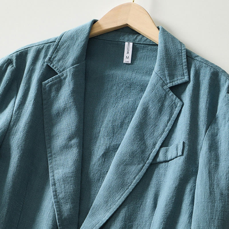 Camisa de lino y algodón para hombre con diseño de Buddha Stones, manga larga, botones y bolsillos - image 1