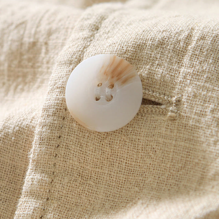 Camisa de lino y algodón para hombre con diseño de Buddha Stones, manga larga, botones y bolsillos - image 13