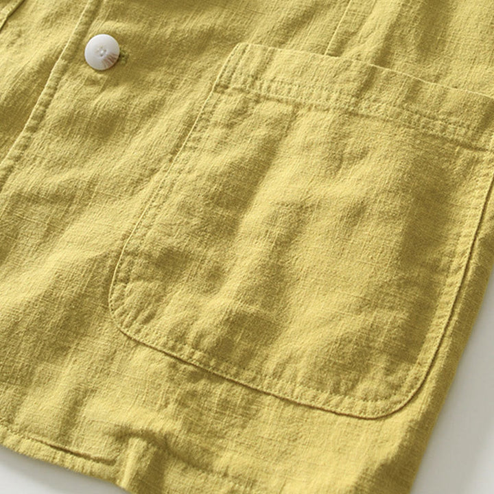 Camisa de lino y algodón para hombre con diseño de Buddha Stones, manga larga, botones y bolsillos - image 24