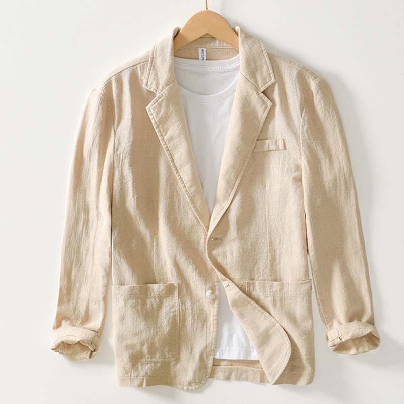 Camisa de lino y algodón para hombre con diseño de Buddha Stones, manga larga, botones y bolsillos - Chifón de limón - US/UK/AU44, EU54 (4XL) - image 10