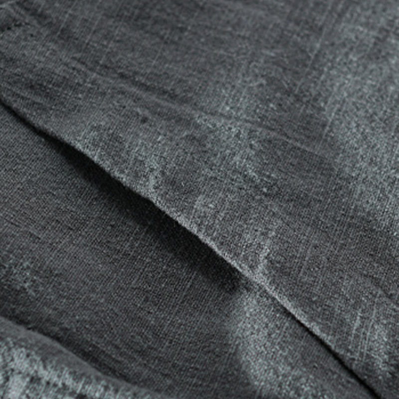 Camisa de lino y algodón de manga larga para hombre, con cuello alto, diseño de botones sencillos y bolsillos, estilo diario de Buddha Stones Spring - image 16