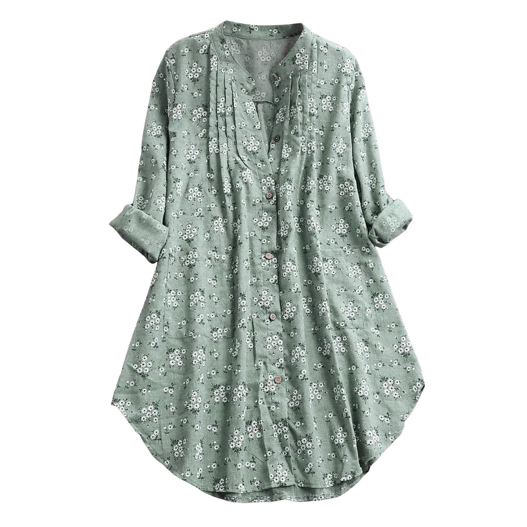 Camisa de manga larga para mujer con estampado de Buddha Stones y flores. - image 2