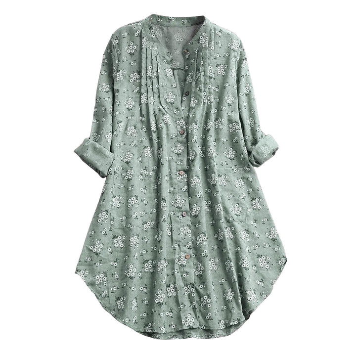 Camisa de manga larga para mujer con estampado de Buddha Stones y flores. - image 2