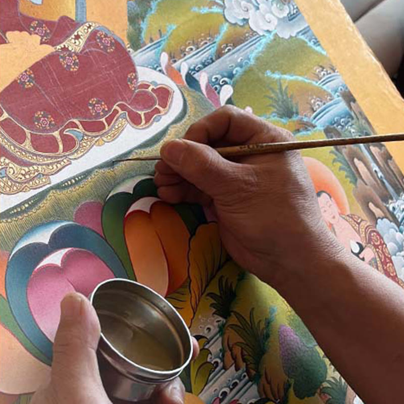 Pintura Thangka Tibetana de Buddha Stones , Decoración Curativa Hecha a Mano (Estilo Aleatorio) - image 11