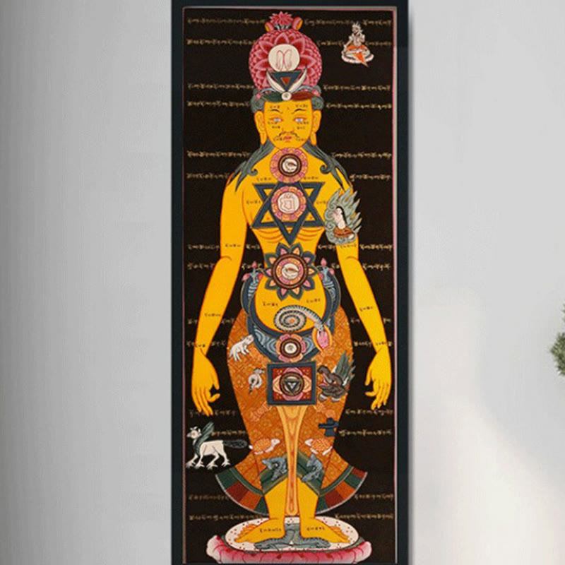 Pintura Thangka Tibetana de Buddha Stones , Decoración Curativa Hecha a Mano (Estilo Aleatorio) - image 0