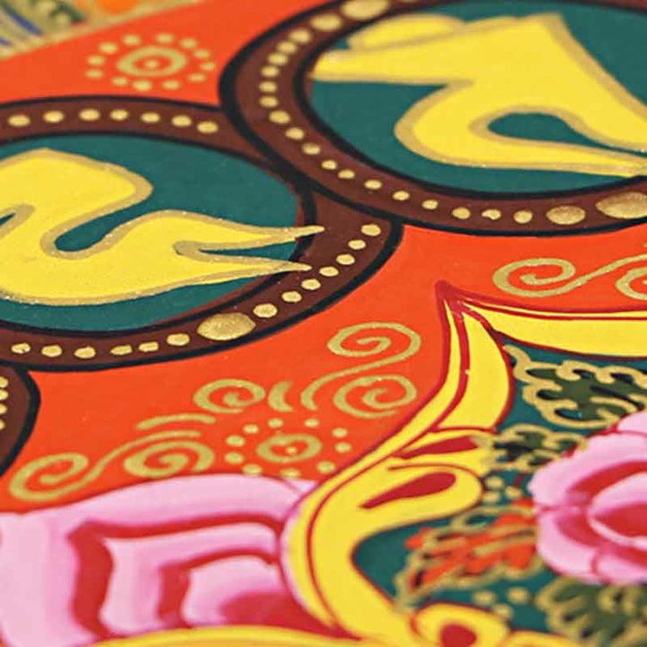 Pintura Thangka tibetana con Buddha Stones , escritura Om Mani Padme Hum, decoración hecha a mano (estilo aleatorio) - image 18