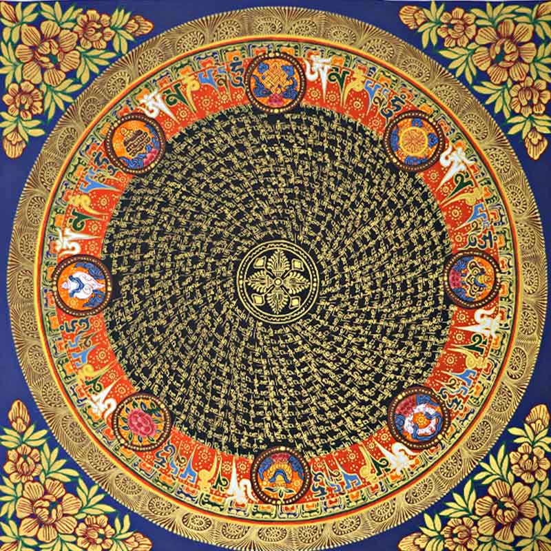 Pintura Thangka tibetana con Buddha Stones , escritura Om Mani Padme Hum, decoración hecha a mano (estilo aleatorio) - image 15