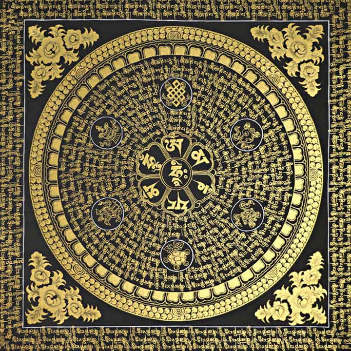 Pintura Thangka tibetana con Buddha Stones , escritura Om Mani Padme Hum, decoración hecha a mano (estilo aleatorio) - image 8