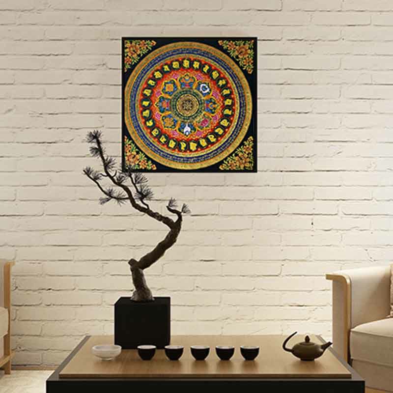 Pintura Thangka tibetana con Buddha Stones , escritura Om Mani Padme Hum, decoración hecha a mano (estilo aleatorio) - image 4
