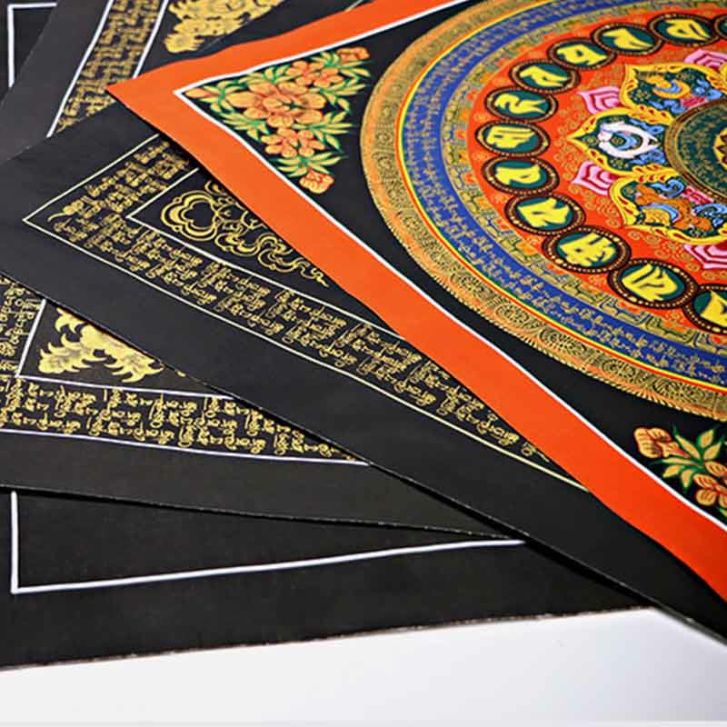 Pintura Thangka tibetana con Buddha Stones , escritura Om Mani Padme Hum, decoración hecha a mano (estilo aleatorio) - image 17