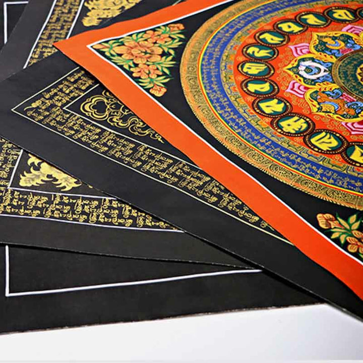 Pintura Thangka tibetana con Buddha Stones , escritura Om Mani Padme Hum, decoración hecha a mano (estilo aleatorio) - image 17