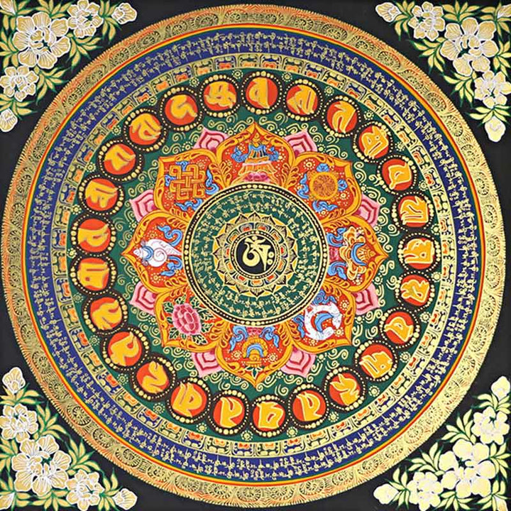 Pintura Thangka tibetana con Buddha Stones , escritura Om Mani Padme Hum, decoración hecha a mano (estilo aleatorio) - image 16
