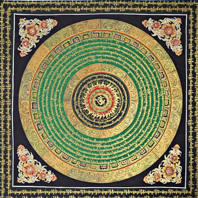Pintura Thangka tibetana con Buddha Stones , escritura Om Mani Padme Hum, decoración hecha a mano (estilo aleatorio) - image 14
