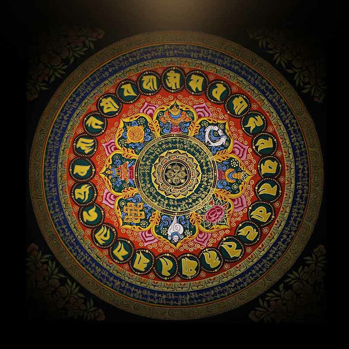 Pintura Thangka tibetana con Buddha Stones , escritura Om Mani Padme Hum, decoración hecha a mano (estilo aleatorio) - image 24