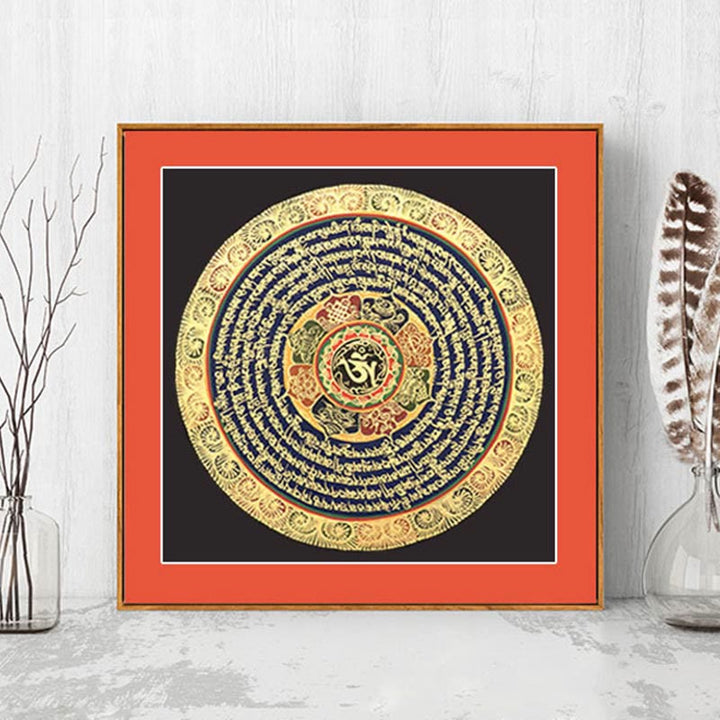 Caja ciega hecha a mano con Buddha Stones, pintura tibetana Thangka, escritura de las Seis Palabras Verdaderas (estilo aleatorio) - image 0
