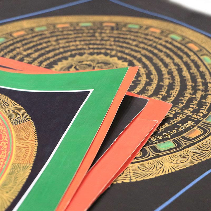 Caja ciega hecha a mano con Buddha Stones, pintura tibetana Thangka, escritura de las Seis Palabras Verdaderas (estilo aleatorio) - image 5