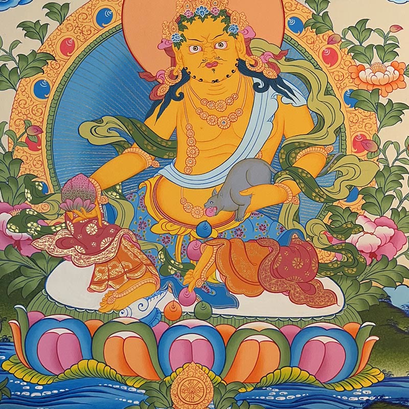 Pintura Thangka tibetana con Buddha Stones , amarillo, Dios de la Riqueza, Tara Avalokitesvara verde, decoración hecha a mano, caja ciega (estilo aleatorio)