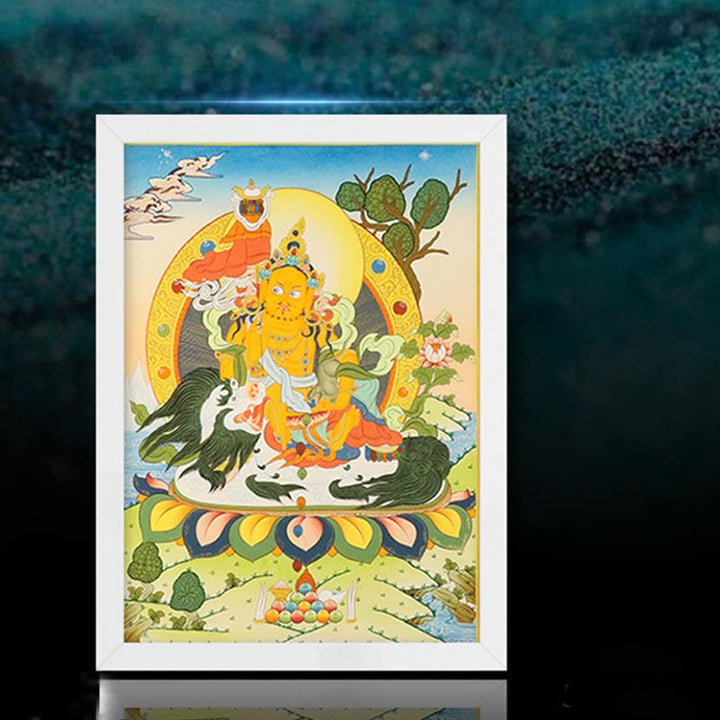 Pintura Thangka tibetana con Buddha Stones , amarillo, Dios de la Riqueza, Tara Avalokitesvara verde, decoración hecha a mano, caja ciega (estilo aleatorio)