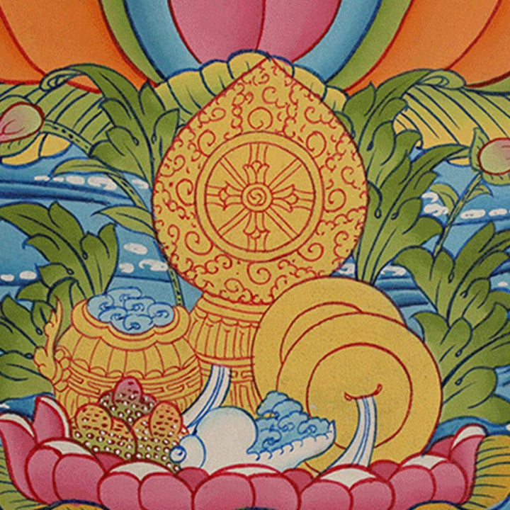 Pintura Thangka tibetana con Buddha Stones , amarillo, Dios de la Riqueza, Tara Avalokitesvara verde, decoración hecha a mano, caja ciega (estilo aleatorio)