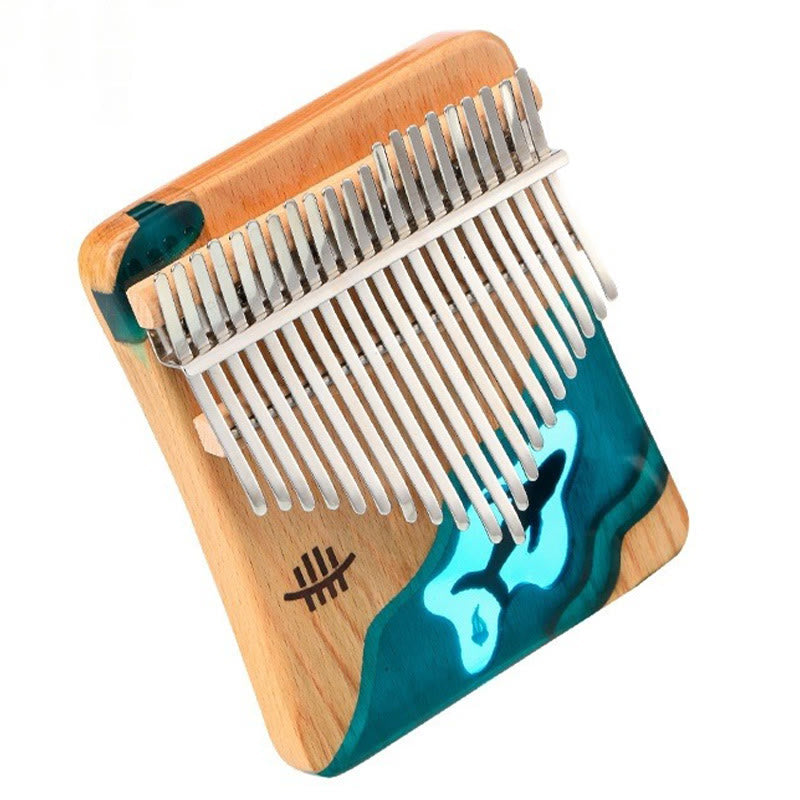 Kalimba Buddha Stones de 17/21 teclas, piano de pulgar de madera de haya, diseño de ballena azul de aguas profundas, piano de dedo portátil